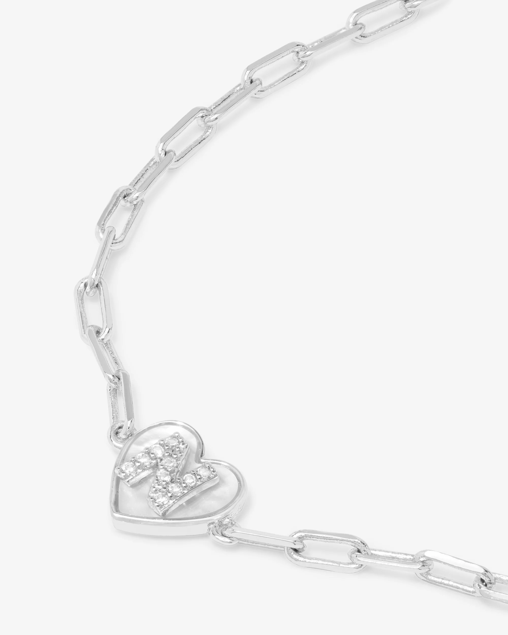 Love Letters Heart Bracelet - Silver|White Diamondettes - Image 41