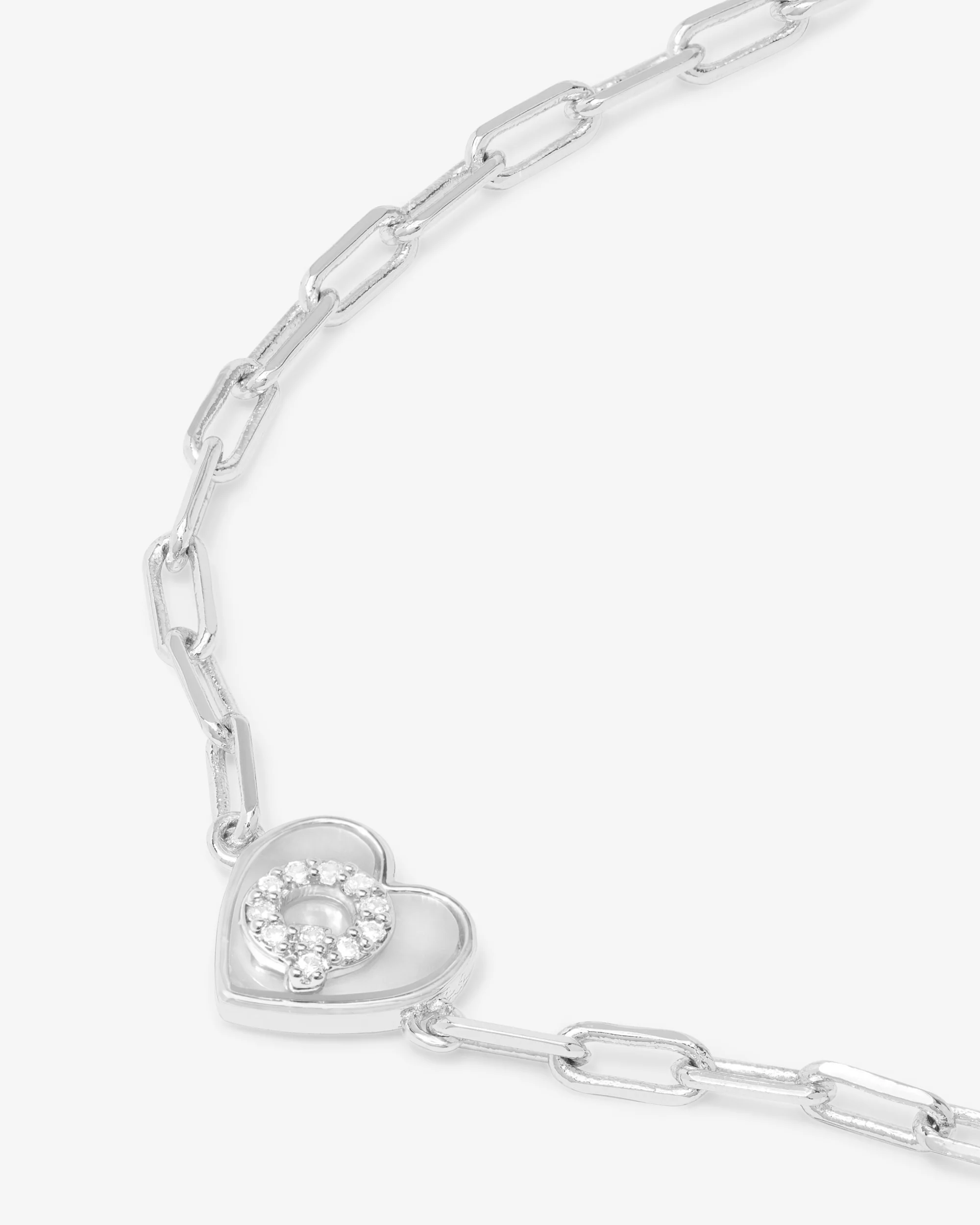 Love Letters Heart Bracelet - Silver|White Diamondettes - Image 44