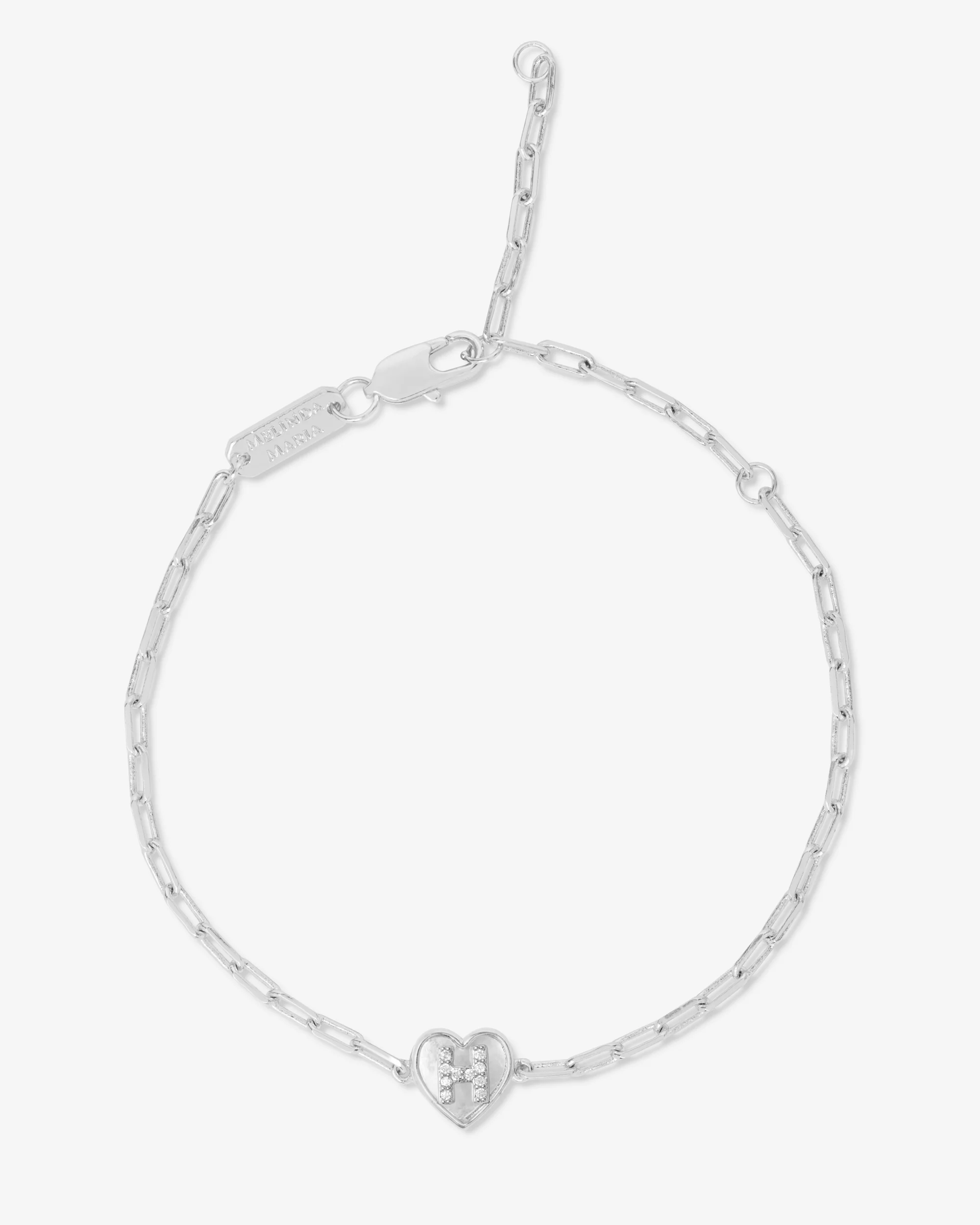 Love Letters Heart Bracelet - Silver|White Diamondettes - Image 8