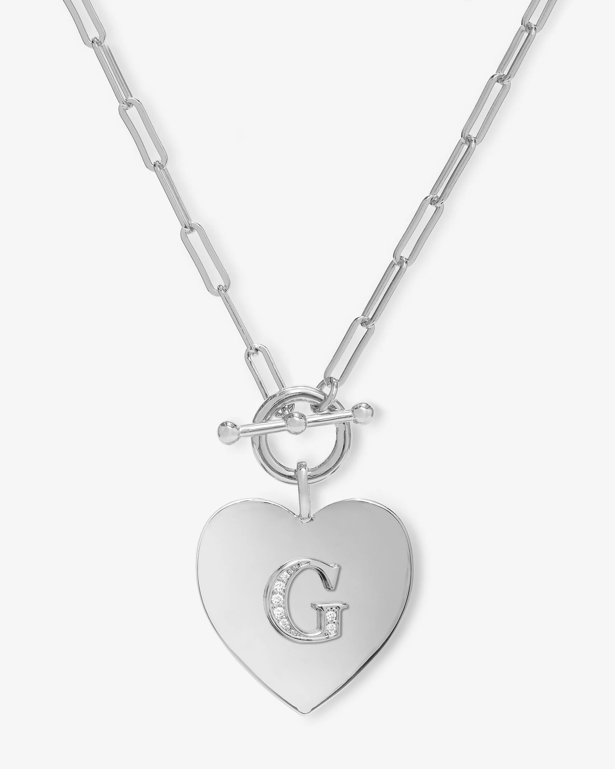 Love Letters Heart Necklace - Silver|White Diamondettes - Image 7