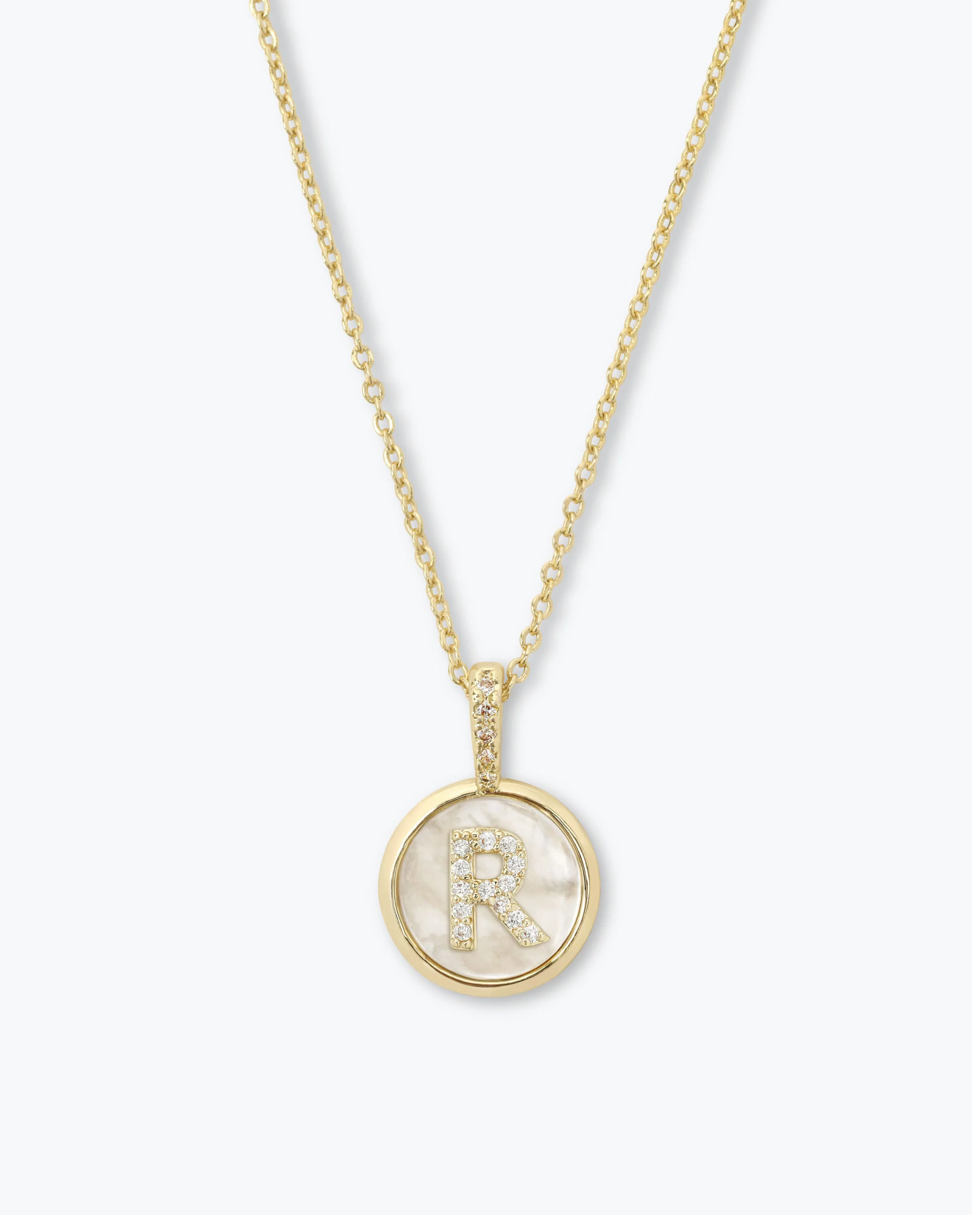 Love Letters Medallion Necklace 12mm - Gold|White Diamondettes - Image 18