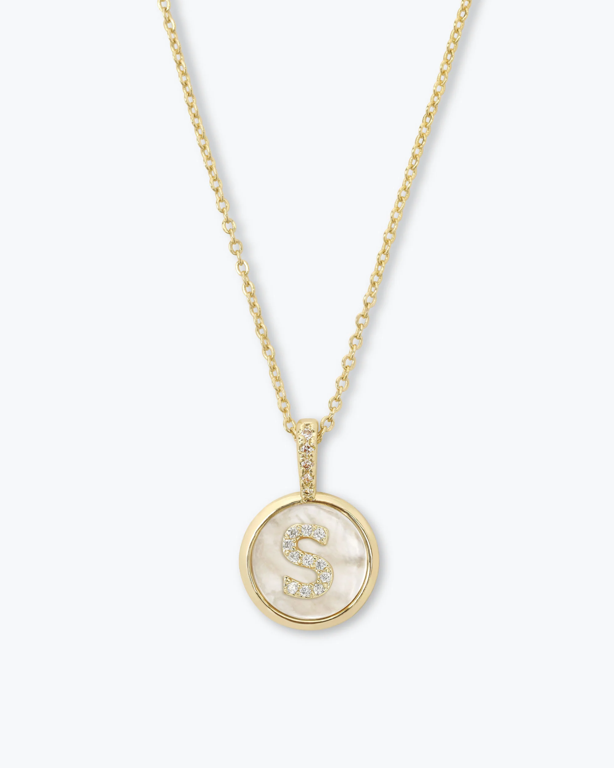 Love Letters Medallion Necklace 12mm - Gold|White Diamondettes - Image 19