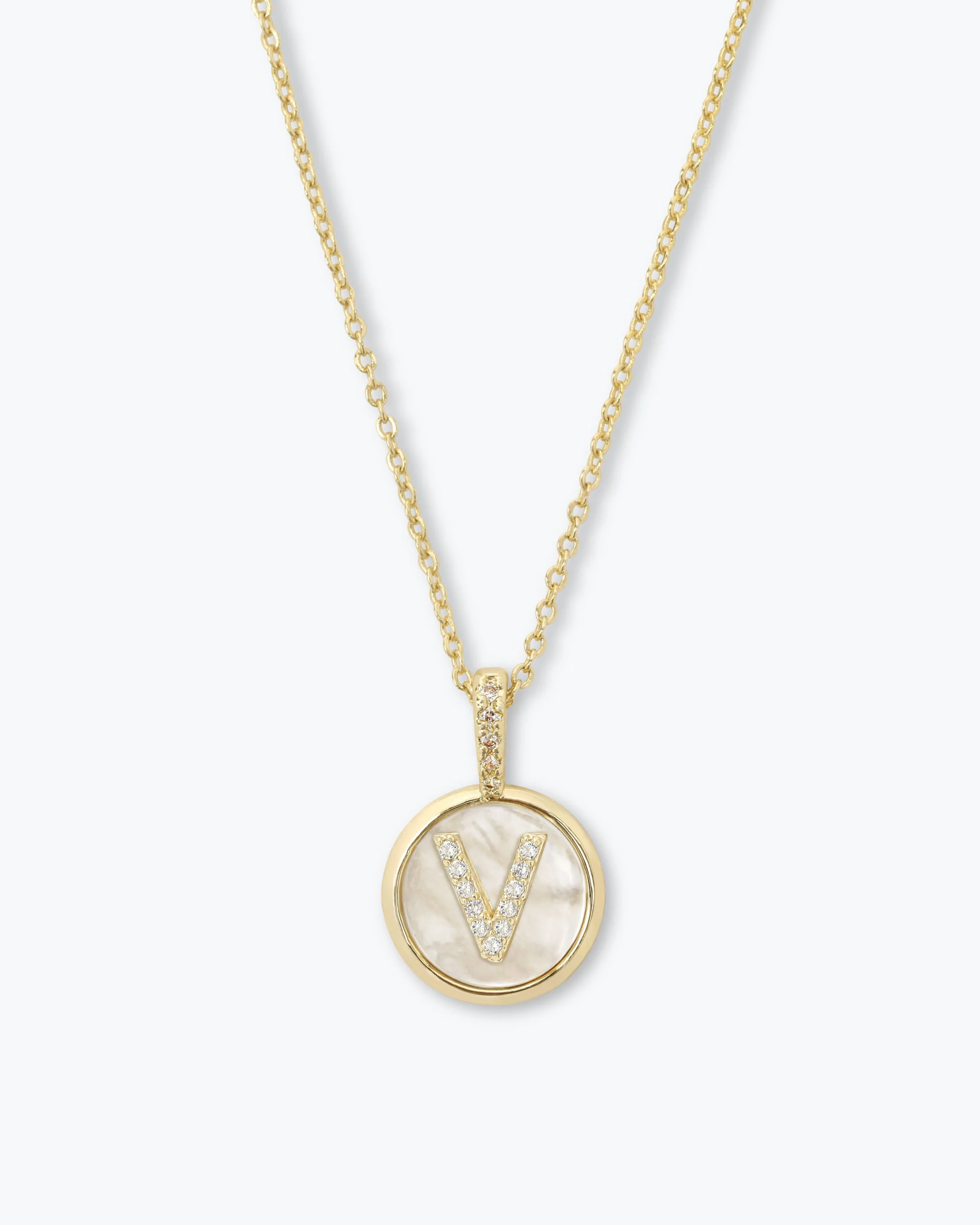 Love Letters Medallion Necklace 12mm - Gold|White Diamondettes - Image 22