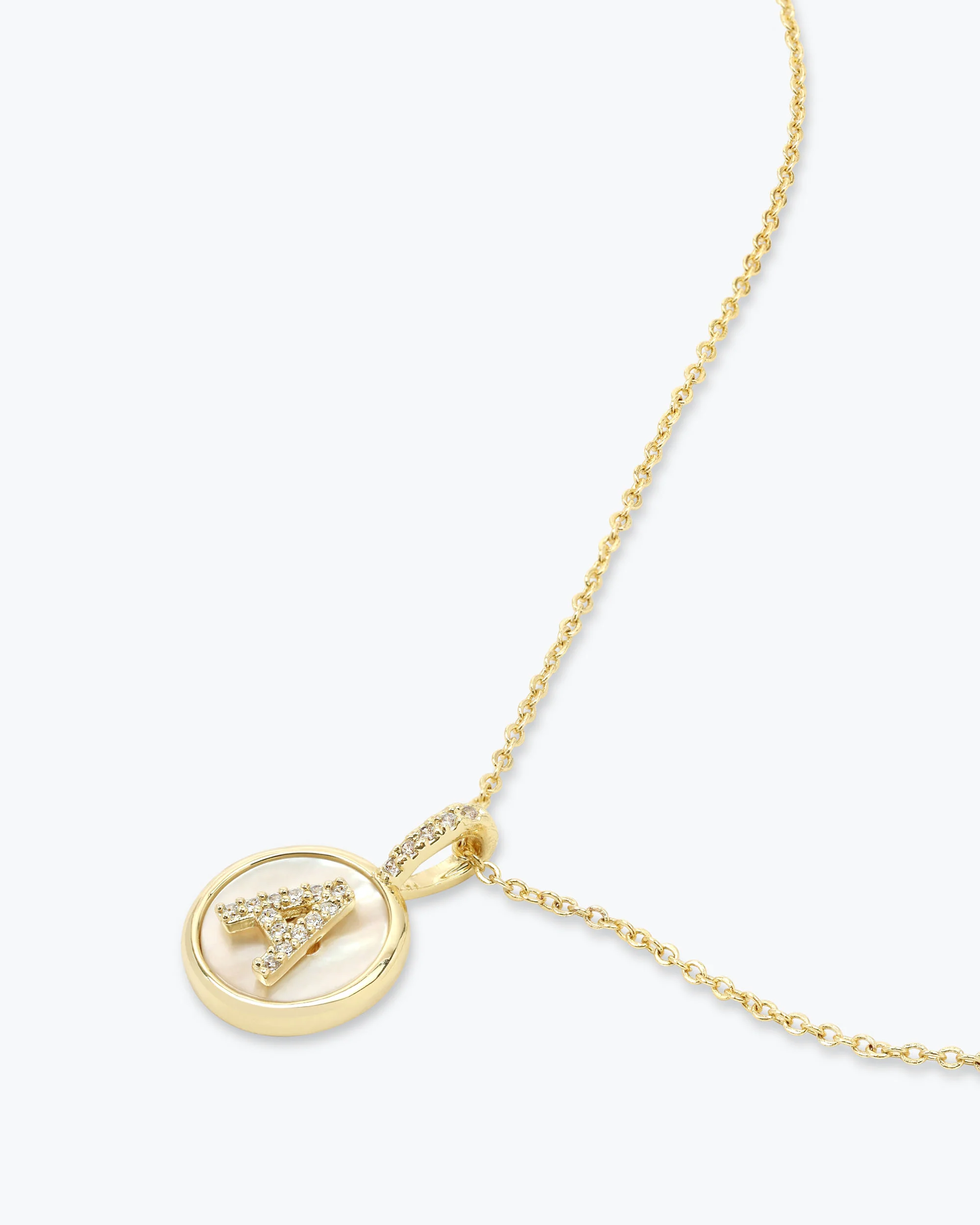 Love Letters Medallion Necklace 12mm - Gold|White Diamondettes - Image 28