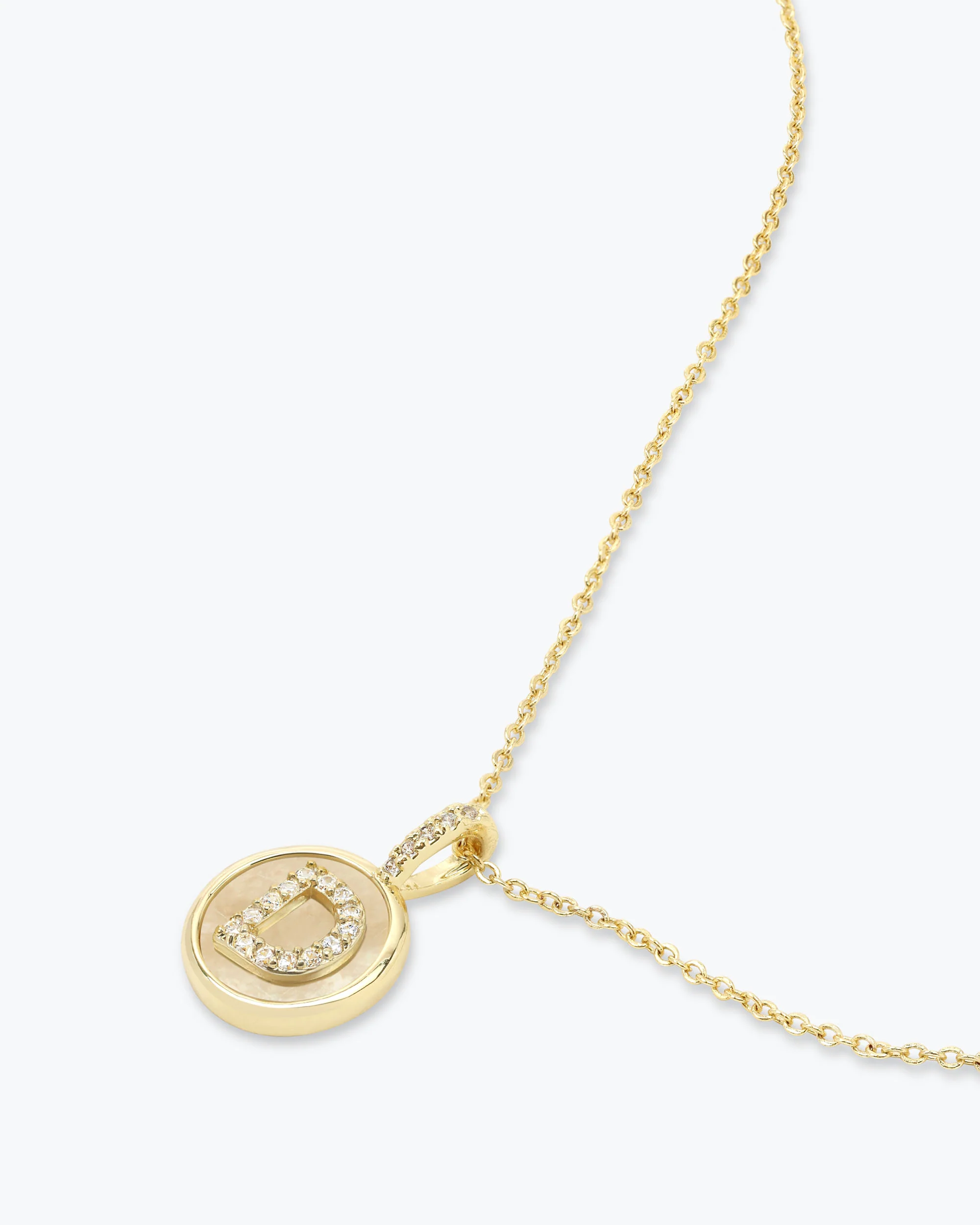 Love Letters Medallion Necklace 12mm - Gold|White Diamondettes - Image 31