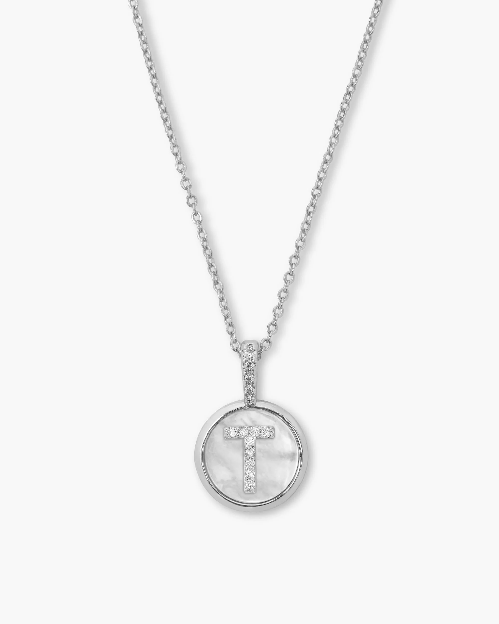 Love Letters Medallion Necklace 12mm - Silver|White Diamondettes - Image 20