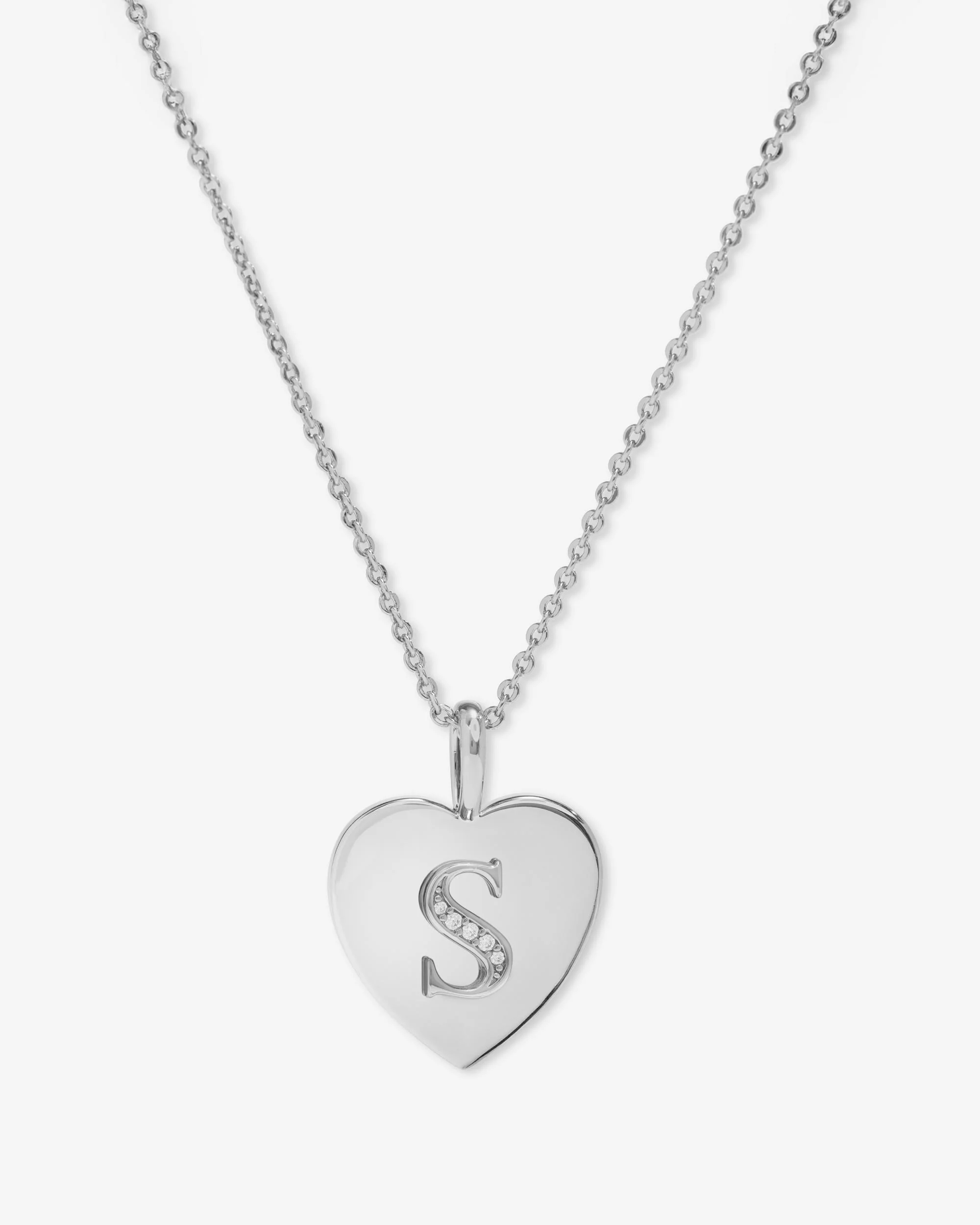 Love Letters Pendant Necklace - Silver|White Diamondettes - Image 19