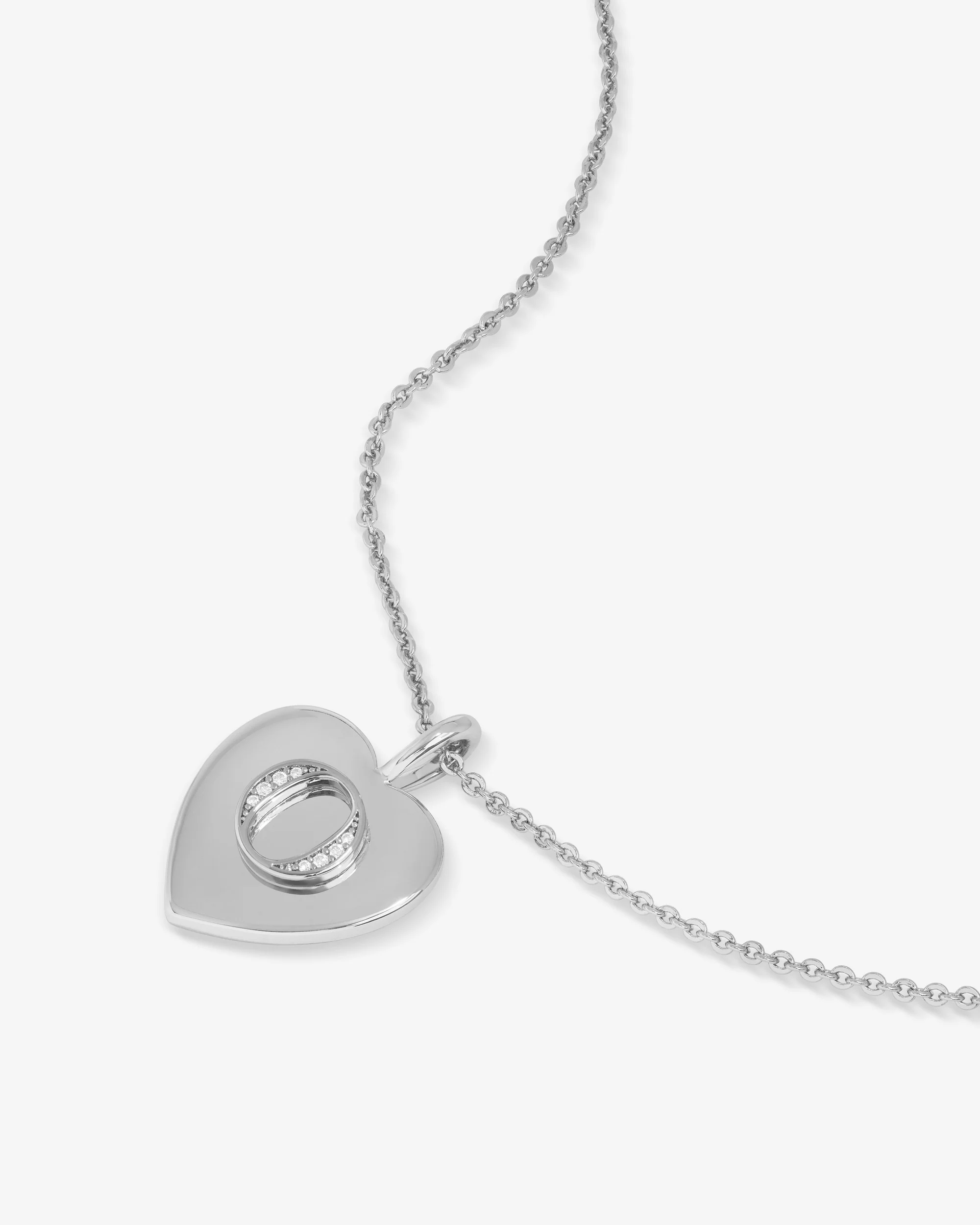 Love Letters Pendant Necklace - Silver|White Diamondettes - Image 42