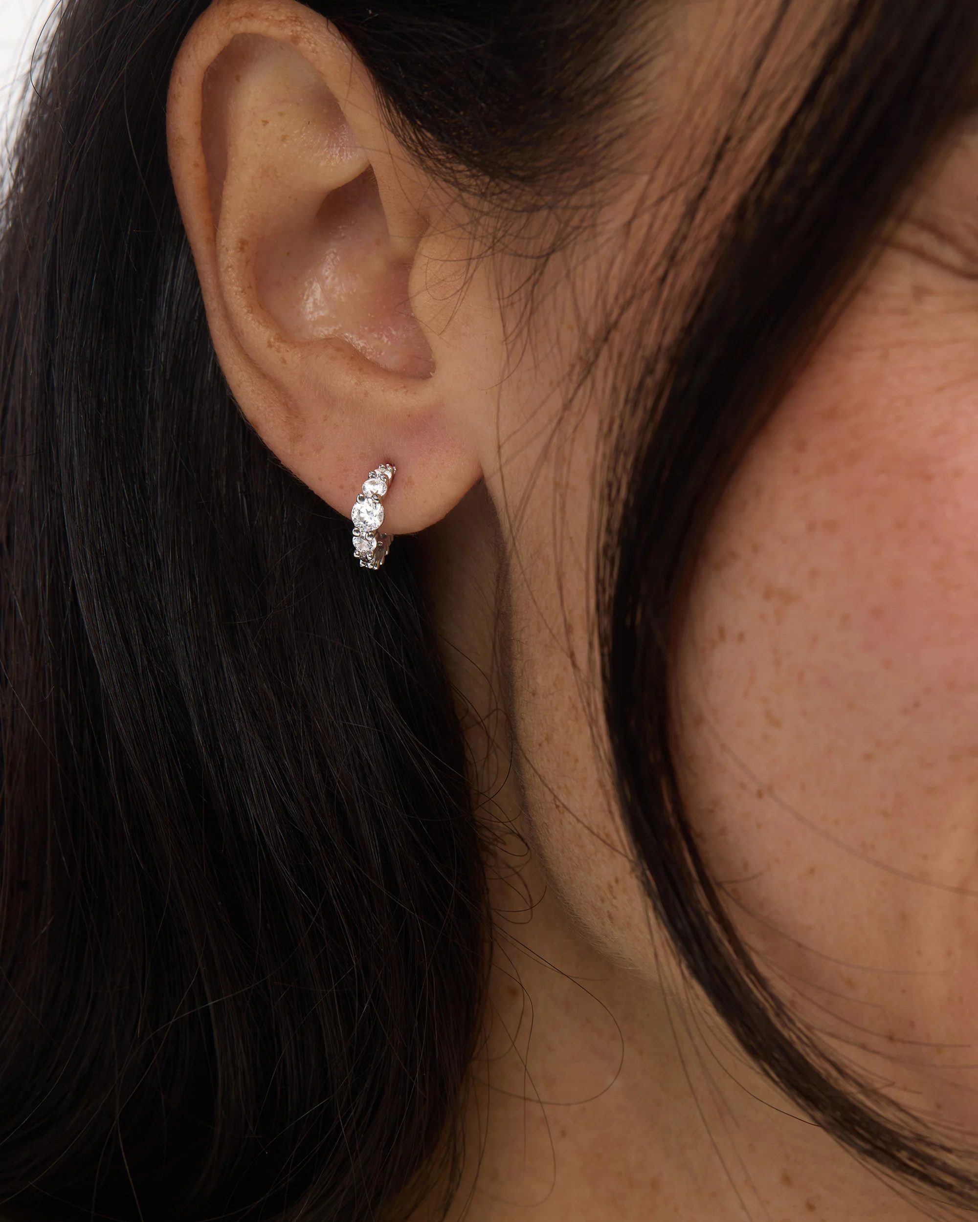 "Oh She Fancy" Graduated Huggies - Silver|White Diamondettes - Image 2