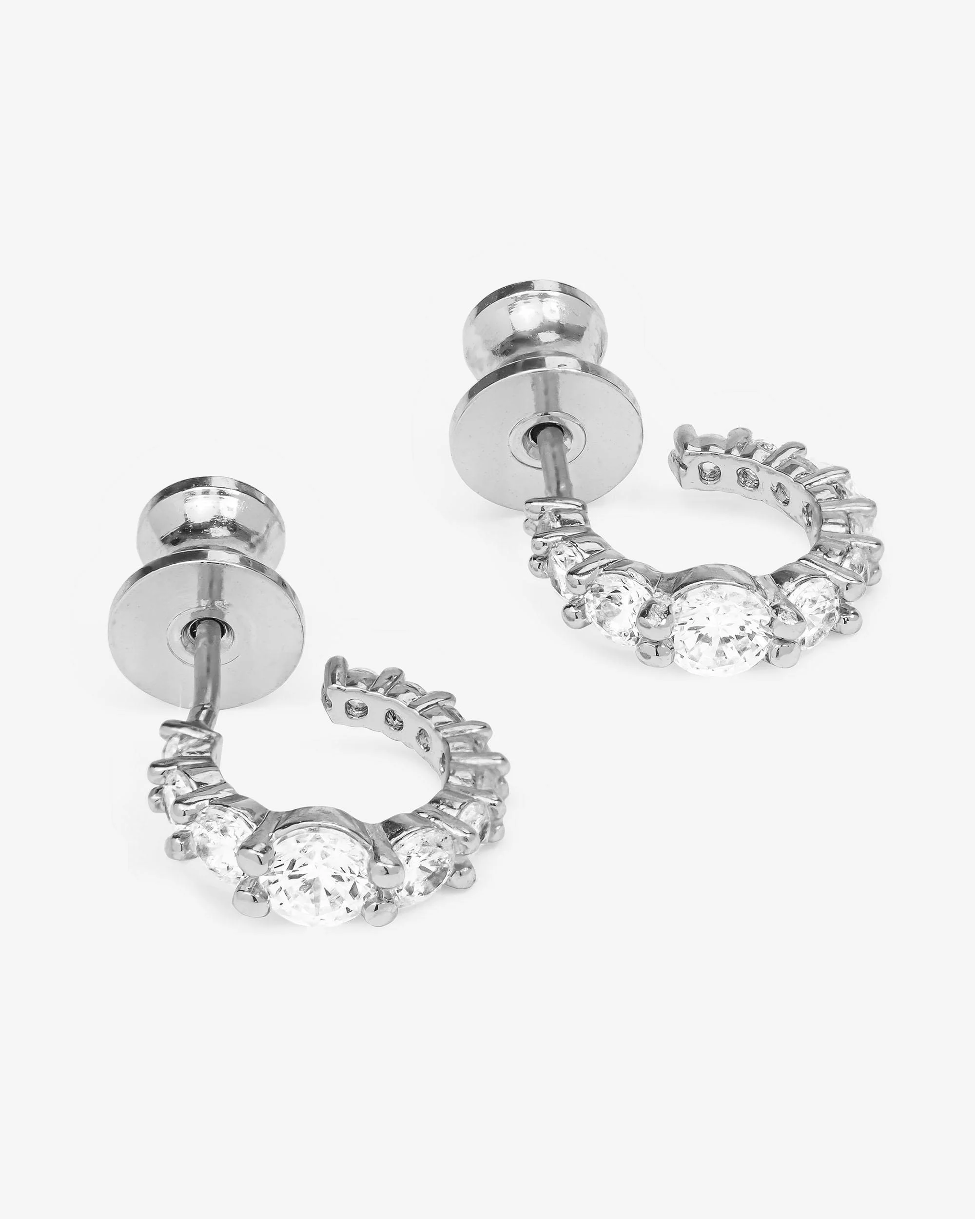 "Oh She Fancy" Graduated Huggies - Silver|White Diamondettes - Image 3