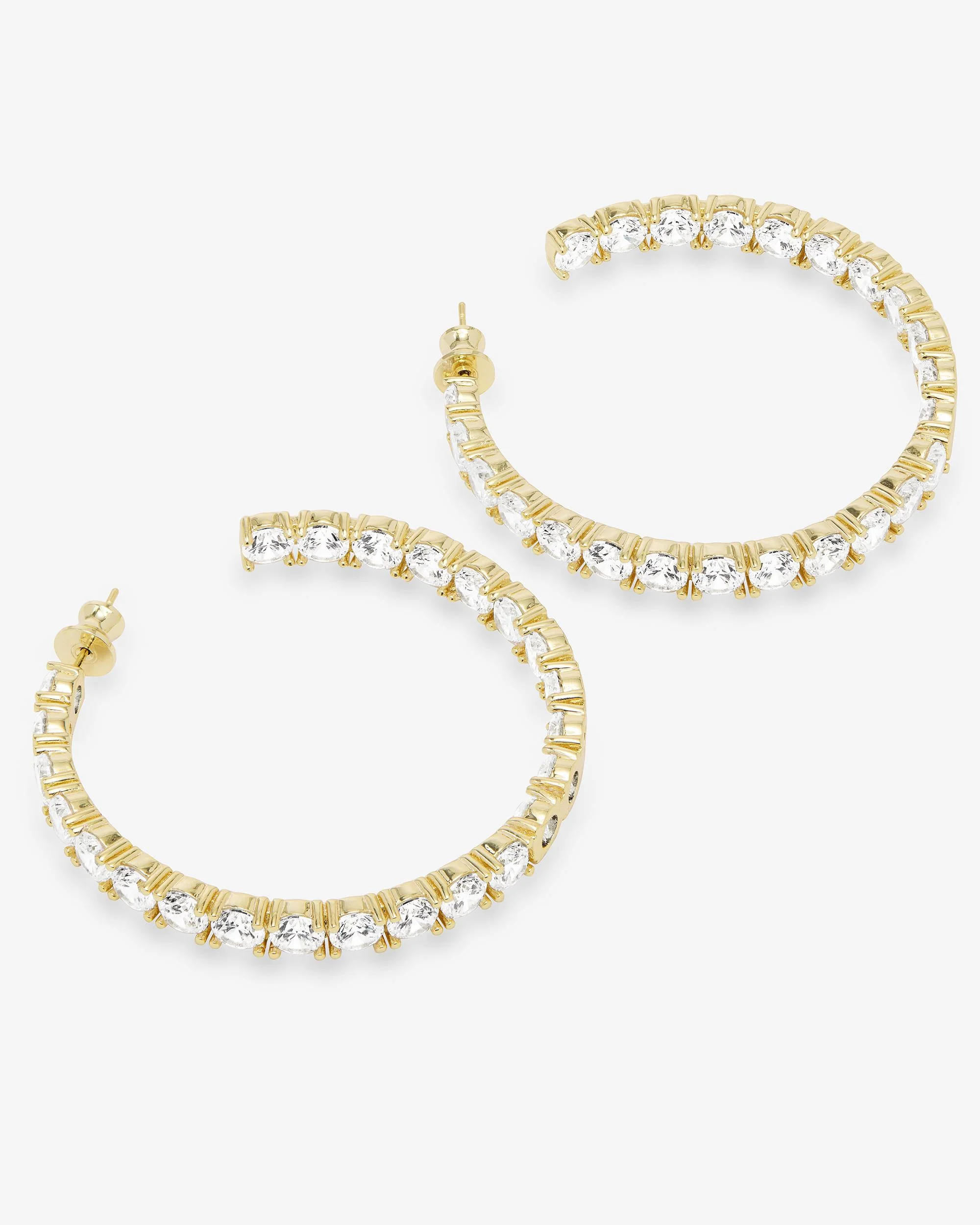 "Oh She Fancy" Hoops 2" - Gold|White Diamondettes - Image 3