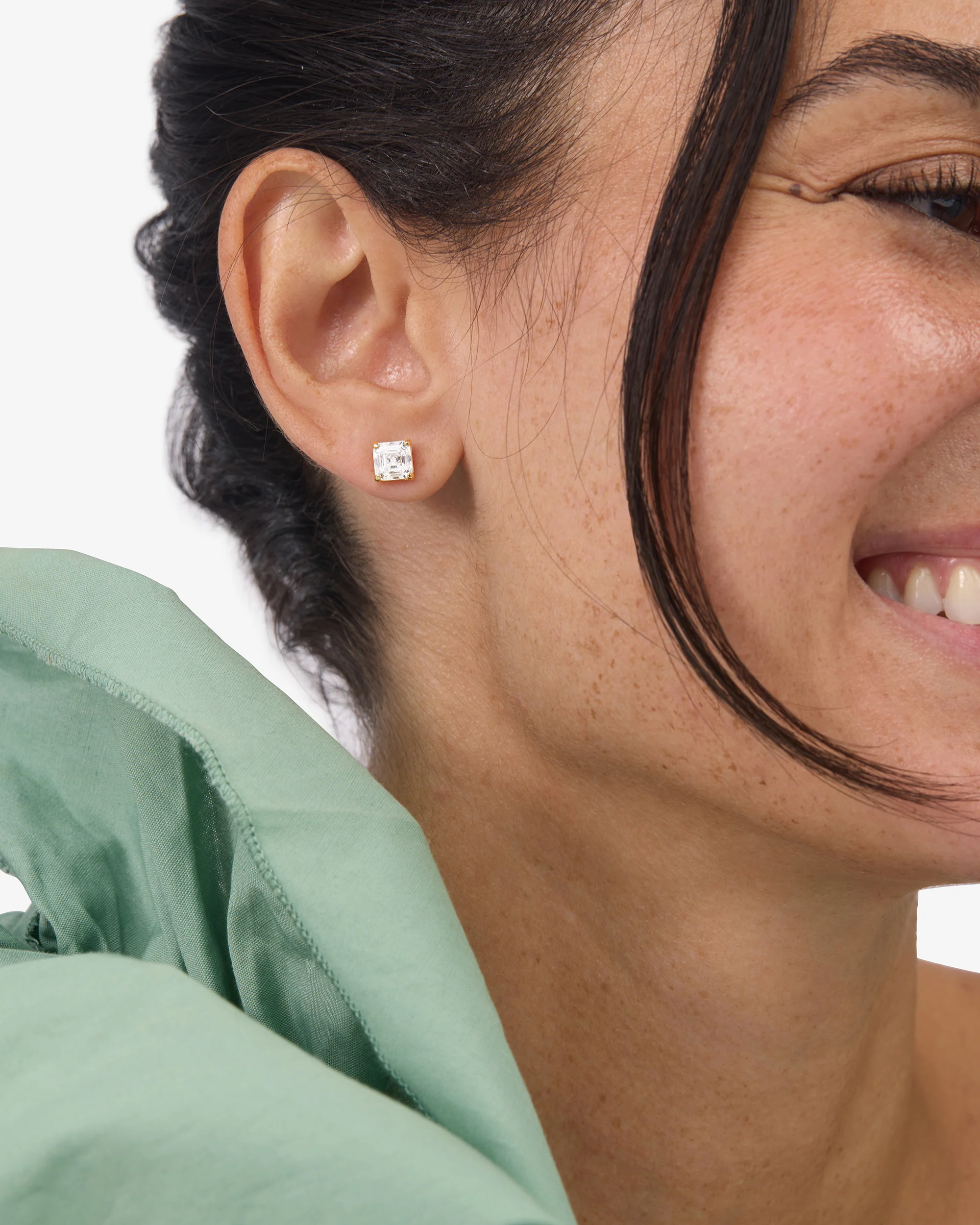 The Queen's 6mm Studs - Gold|White Diamondettes - Image 2