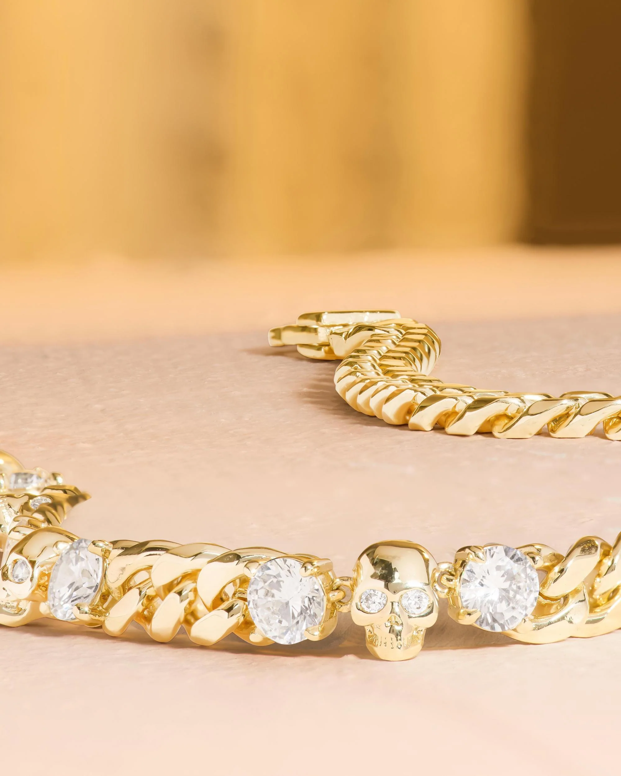 Ride or Die Cuban Chain Necklace 6.8mm - Gold|White Diamondettes - Image 8
