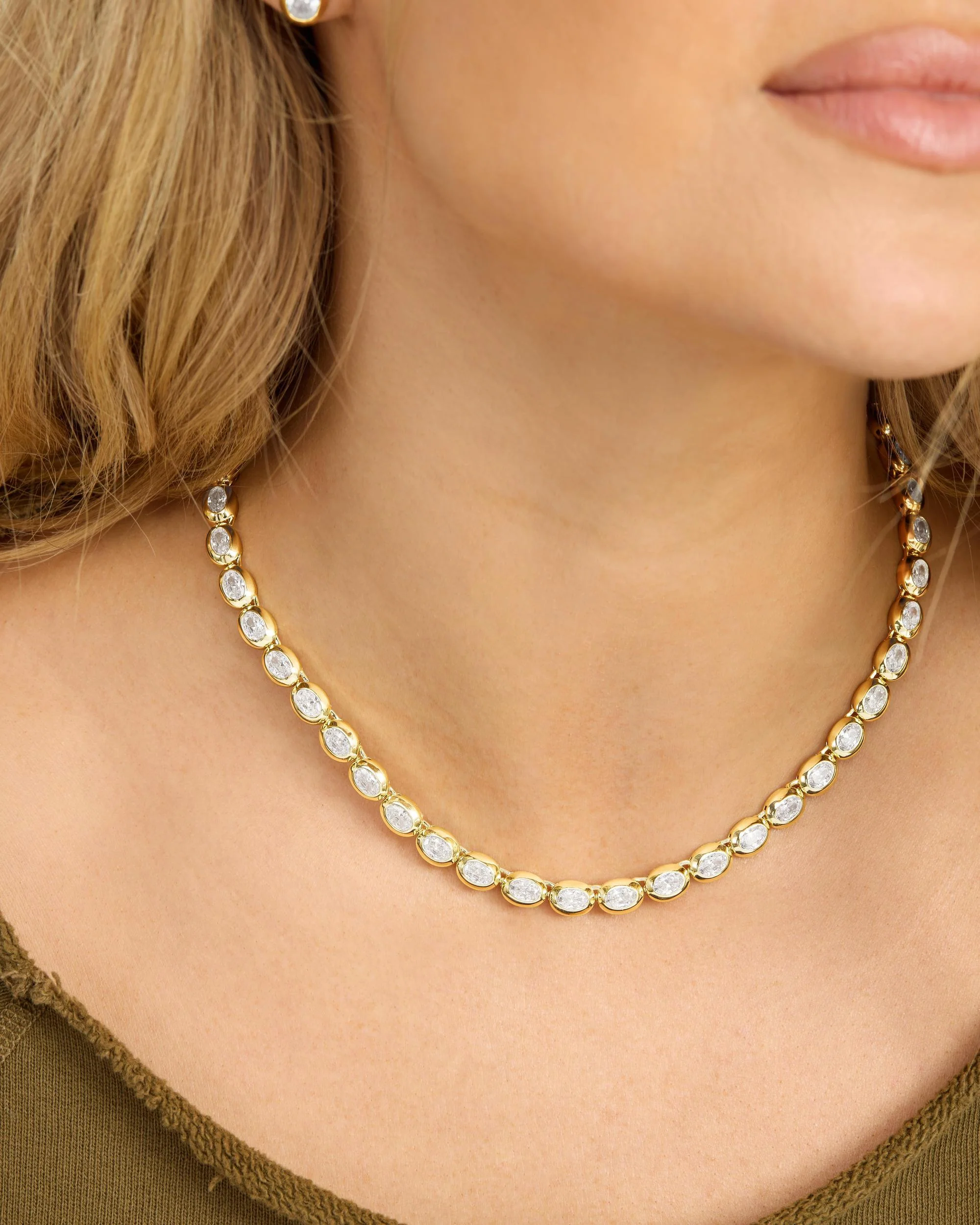 She's a Boss Tennis Necklace 4mm - Gold|White Diamondettes - Image 2