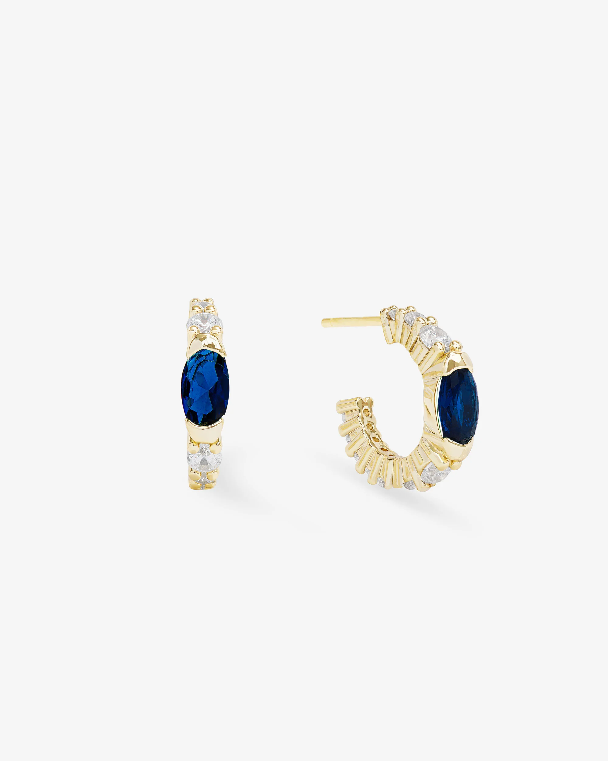 The Maven Huggies - Gold|Blue Sapphire