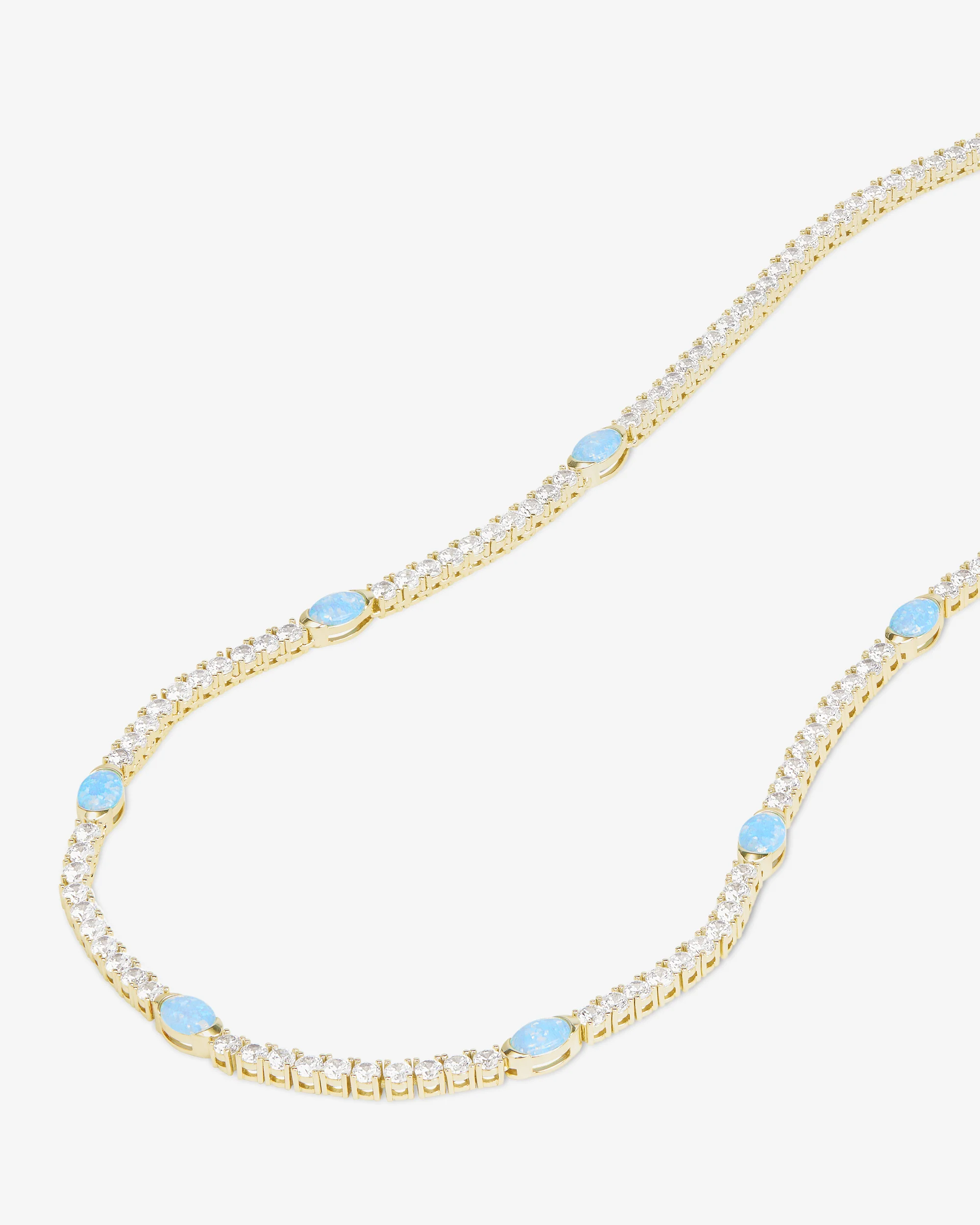 The Maven Tennis Necklace 3mm - Gold|Blue Opal - Image 4