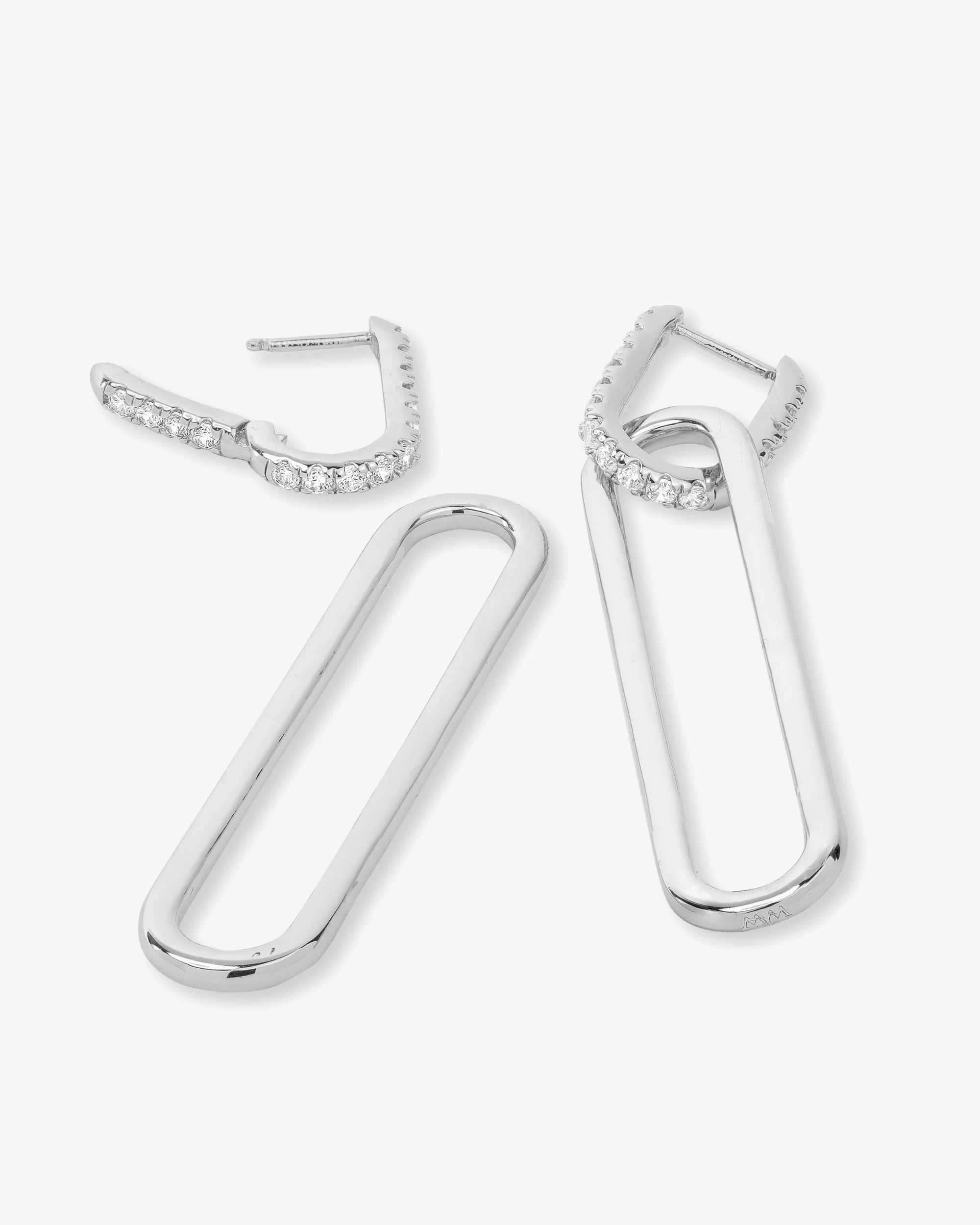 XL Carrie Chain Convertible Huggies - Silver|White Diamondettes - Image 3