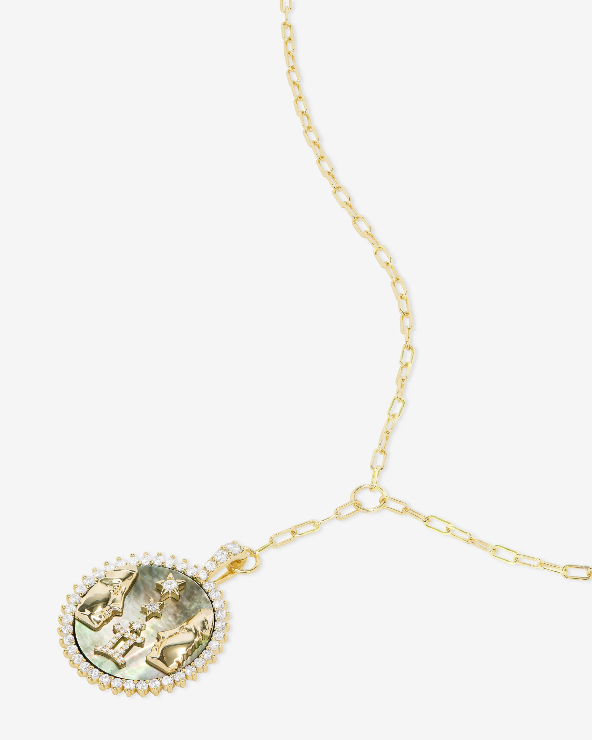 Zodiac Medallion Necklace - Gold|White Diamondettes - Image 29