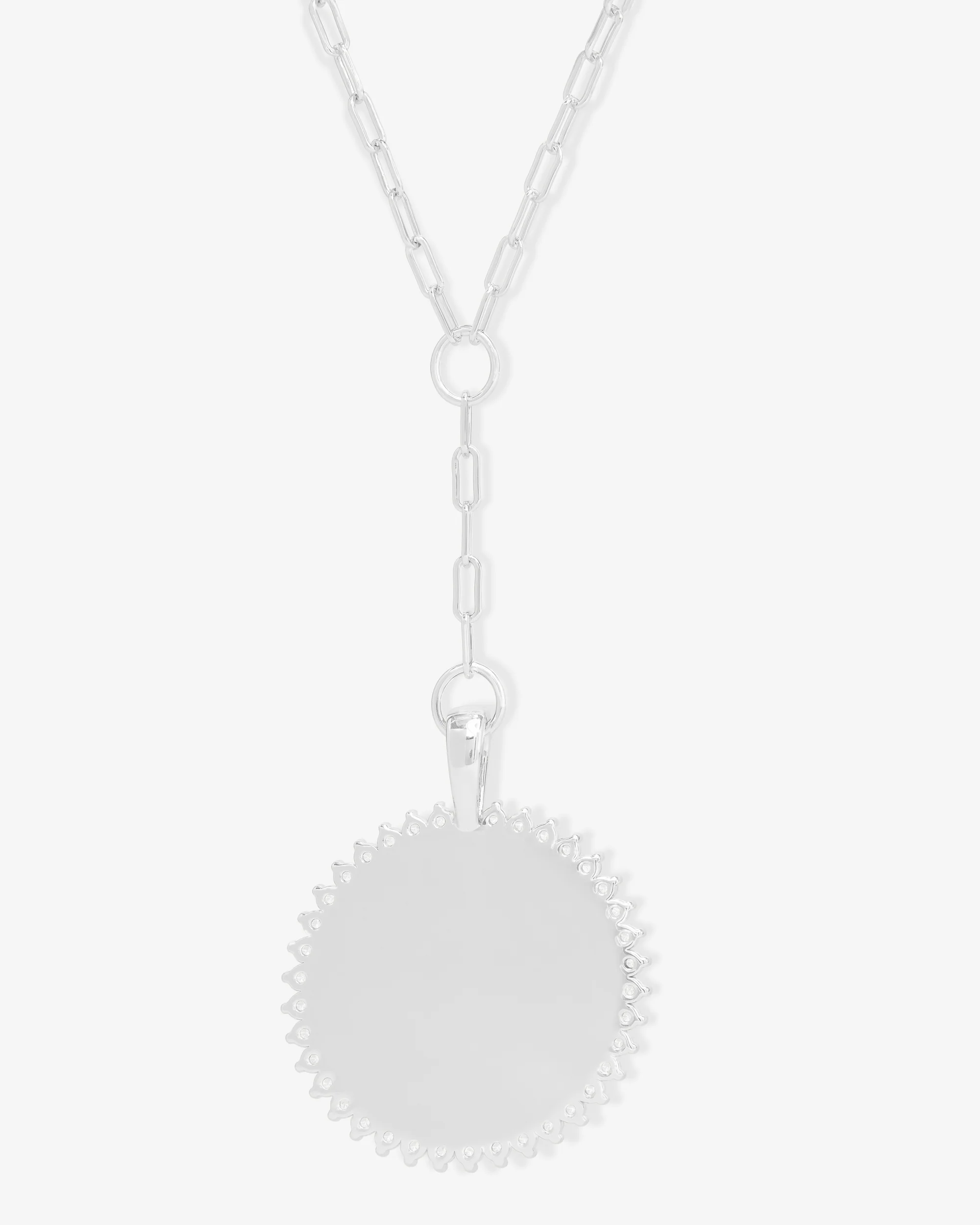 Zodiac Medallion Necklace - Silver|White Diamondettes - Image 49
